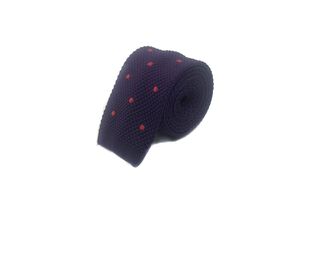 Corbata Tejida Púrpura Punto Rojo 6.5cm,hi-res