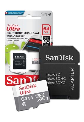 Memoria Tarjeta Micro Sd Hc Sandisk 64gb Clase 10 Adapter,hi-res