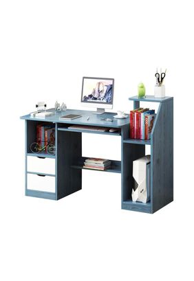 Escritorio Mesa Librero Gaveta Computador Azul,hi-res