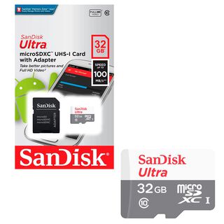 Tarjeta De Memoria MicroSD 32Gb Sandisk + Adaptador 100mb/s,hi-res