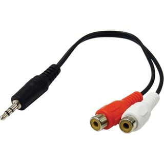 Cable Adaptador 2 Rca A Plug 3.5 Mm Hembra A Macho Estéreo,hi-res