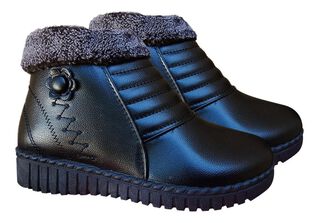Zapato De Mujer Para Invierno Chiporro Adorno De Flor Negro - 7154,hi-res
