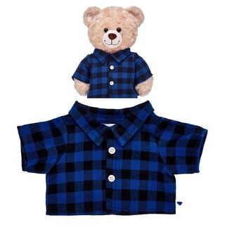 Camisa A Cuadros Negro/Azul Build-A-Bear,hi-res