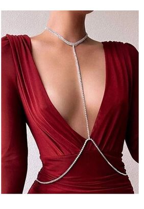 Cadena Collar para cuerpo Pecho con diseño de Diamante,hi-res