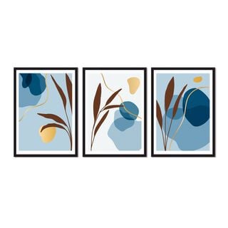 Set Triple Cuadros  Abstracto Plantas,hi-res