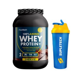 100% Amino Whey Protein 2 lb - Foodtech Chocolate + Shaker W,hi-res