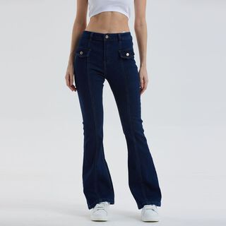 Jeans Mujer Flare Bolsillo Azul Oscuro Fashion´s Park,hi-res