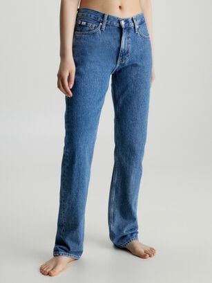 Jeans Low Rise Straight Azul,hi-res