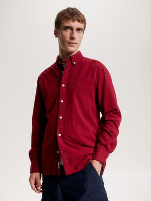 Camisa Solid Regular Fit Rojo Tommy Hilfiger,hi-res