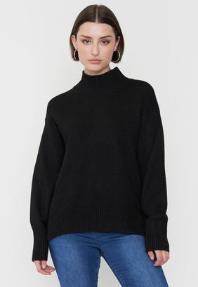 Sweater Mujer Cuello Alto Negro I Corona,hi-res