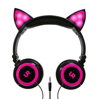 Audifonos Orejas De Gato Headset CAT Alambrico LED Rosa,hi-res