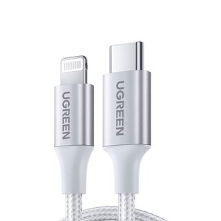 UGREEN Cable Lightning a USB-C PD trenzado 1m Blanco,hi-res