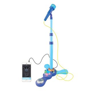 Juguete Microfono Karaoke Pedestal Luces MP3 Azul Infantil,hi-res