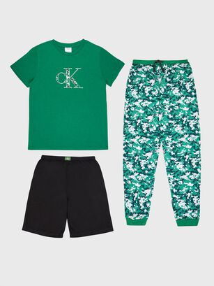 Pijama Niño Set 3 Piezas Verde Calvin Klein,hi-res