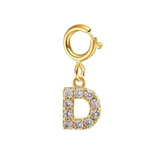 Cadena Eslabones Oro Amarillo 18k Charm Letras Inicial D Full Diamante,hi-res
