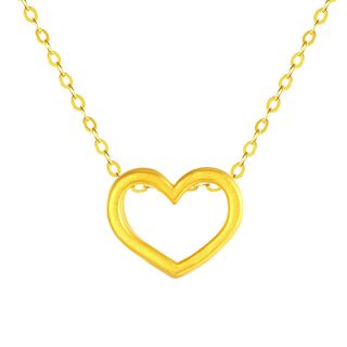 Cadena Eslabones Oro Amarillo 18k Colgante Corazón Borde 24K,hi-res