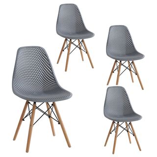 Kit 4 sillas modelo Eames diseño Smarthome color Gris,hi-res