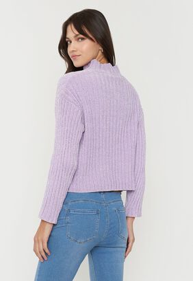 Sweater Mujer Chenille Rib Lila Corona,hi-res