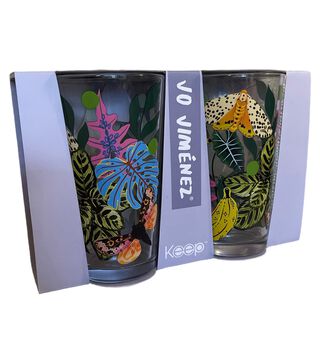 Set 2 Vasos de Vidrio Flores By Jo Jimenez,hi-res