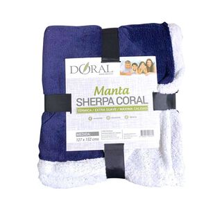 Manta Sherpa Coral Termica 127x152 Cm Doral Azul Marino ,hi-res