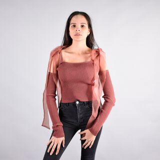 Sweater Mujer Zara Poliéster Terracota S,hi-res