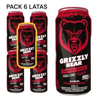 Pack 6 Energetica Grizzly Bear - Tradicional - 400mg cafeína - 473ml c/u,hi-res