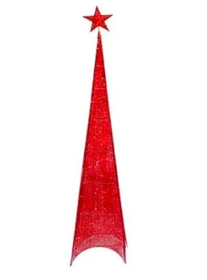Arbol navidad plegable con luces 1,50 mts rojo,hi-res
