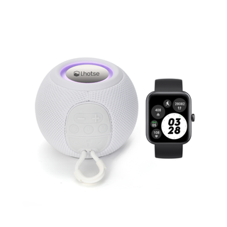 Pack Smartwatch Live mini 206 Black + Parlante Bounce White,hi-res