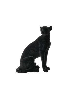 Escultura decorativa Leopardo sentado negro,hi-res