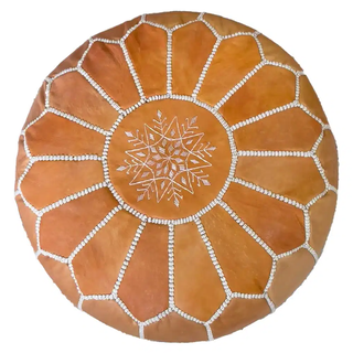 Pouf de Cuero color Miel- Marruecos,hi-res
