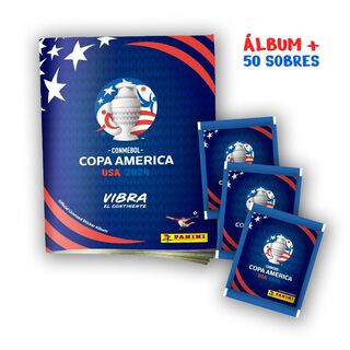 Pack Álbum Tapa Blanda + 50 Sobres - Copa America,hi-res