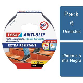 Pack 6 Cintas Antideslizante 25mm x 5 mts Negra tesa,hi-res