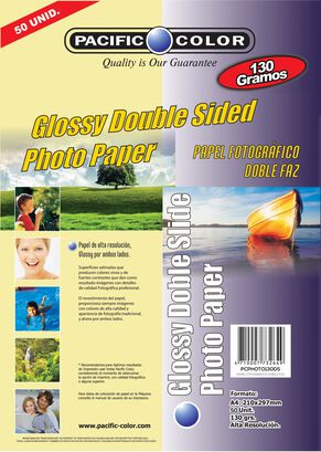 Papel Glossy Fotográfico Doble Faz Formato A4 130gr 50 Hojas,hi-res