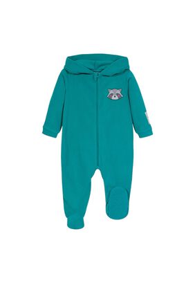 Pijama Bebé Niño Entero c/Gorro Polar Sustentable Azul Petróleo H2O Wear,hi-res