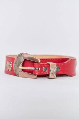 Cinturon vintage  rojo silver creek talla M A2078,hi-res