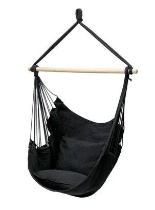 silla hamaca colgante con almohadas negro,hi-res