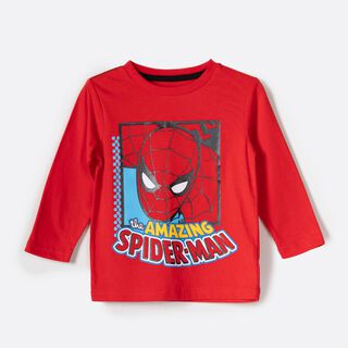 Polera Manga Larga Niño Amazing Spiderman Rojo Marvel,hi-res