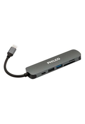 Adaptador Multipuerto Philco USB-C (HDMI, USB, SD/ MicroSD)	,hi-res