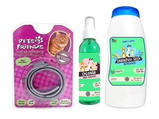 Kit Para Gato Collar Anti Pulgas + Colonia + Shampoo Repelente,hi-res