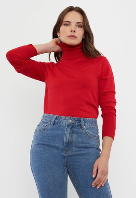 Sweater Mujer Cuello Alto Rojo Corona,hi-res