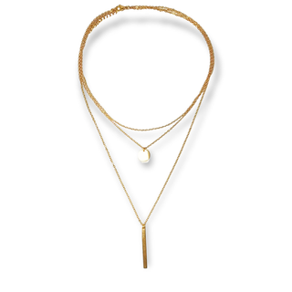 Colgante Multicapa Collar Moderno Minimalista Chapado En Oro,hi-res