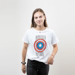 Polera Mujer Capitan America Super Blanco Marvel,hi-res