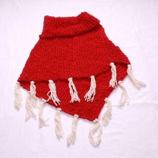 Poncho en lana natural Rojo,hi-res