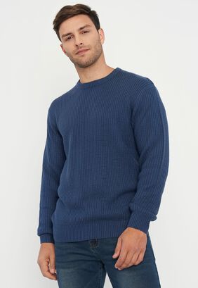 Sweater Hombre R-Neck Navy Liso Corona,hi-res