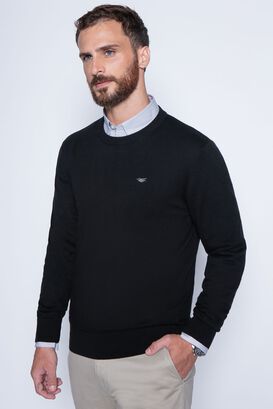 Sweater Round Neck Paris Black,hi-res