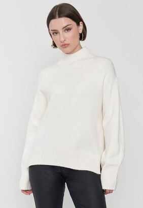 Sweater Mujer Cuello Alto Off White Corona,hi-res