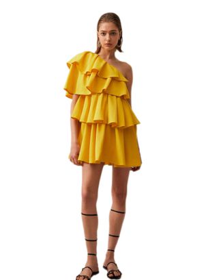 Vestido Sfera Vuelos Asimetricos Amarillo,hi-res