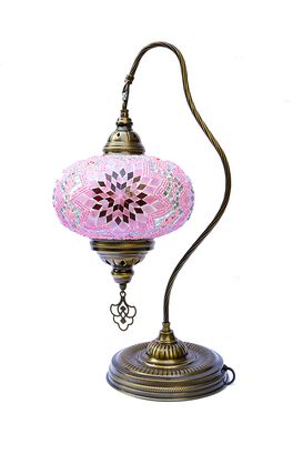 Lámpara turca de mesa cisne XL rosada,hi-res