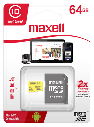 Tarjeta Micro SD Maxell 64GB CLASE 10,hi-res