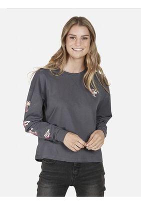 Polera ML Made by Surfers Mujer Gris Oscuro Rip Curl,hi-res